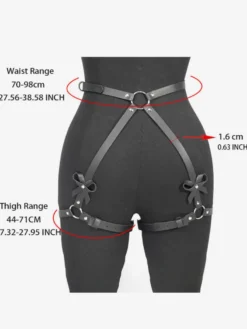 Accessoires de lingerie Costumes sexy Intérieur Cuir noir Lacets Sangle de retenue Bondage Fétiche Fesses Arc Jambe Jarretière