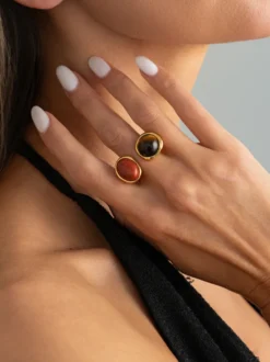 Bagues en résine synthétique pour adultes style streetwear bijoux géométriques vintage