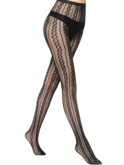 Bas Autofixants Collants Femme Imprimé Elastique Unicolore Coupe Cintrée Lingerie Sexy