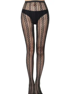 Bas Autofixants Collants Femme Imprimé Elastique Unicolore Coupe Cintrée Lingerie Sexy