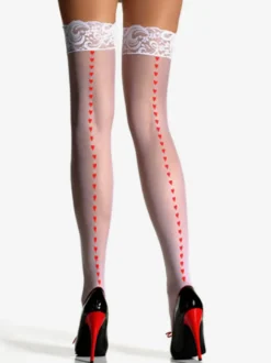 Bas et collants blancs bicolores transparents pour femmes montants jusqu'aux cuisses
