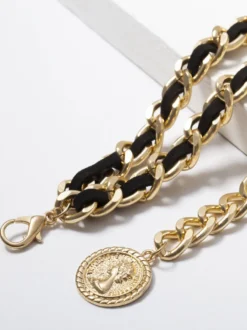 Bijoux Pour Femmes Chaîne De Corps En Métal Doré Réglable Chaîne De Taille