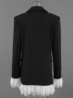 Blazer à bordure en dentelle et fermeture à un bouton pour femme 2026