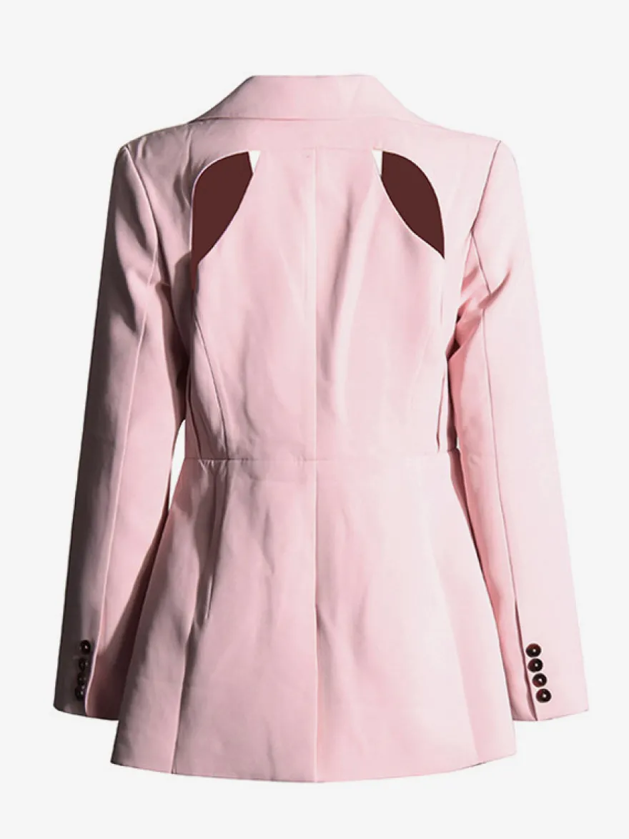Blazer chic à manches longues découpées pour femme
