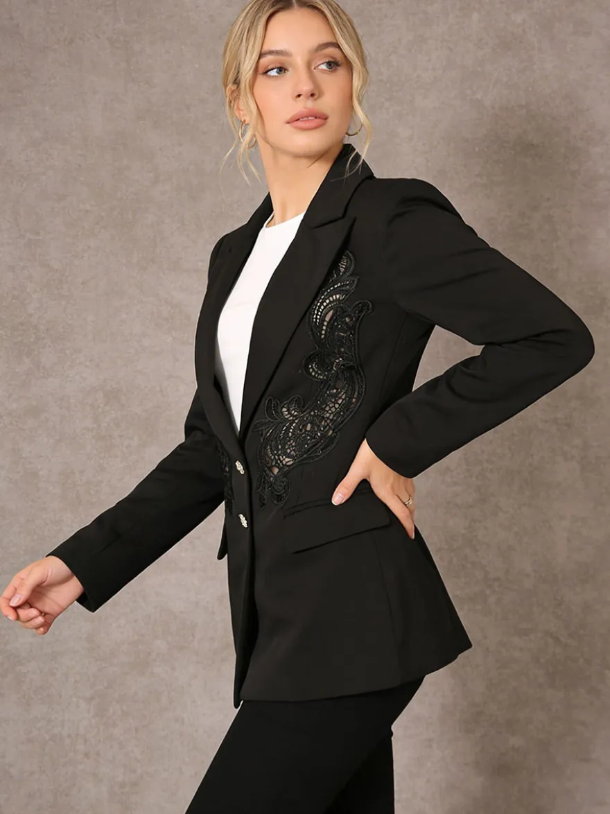 Blazer chic pour femme col rabattu manches longues découpées vêtement d'extérieur