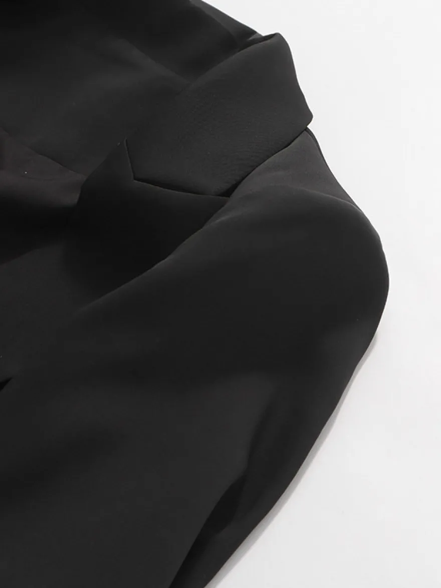 Blazer chic pour femme col rabattu manches longues découpées vêtement d'extérieur