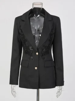 Blazer chic pour femme col rabattu manches longues découpées vêtement d'extérieur