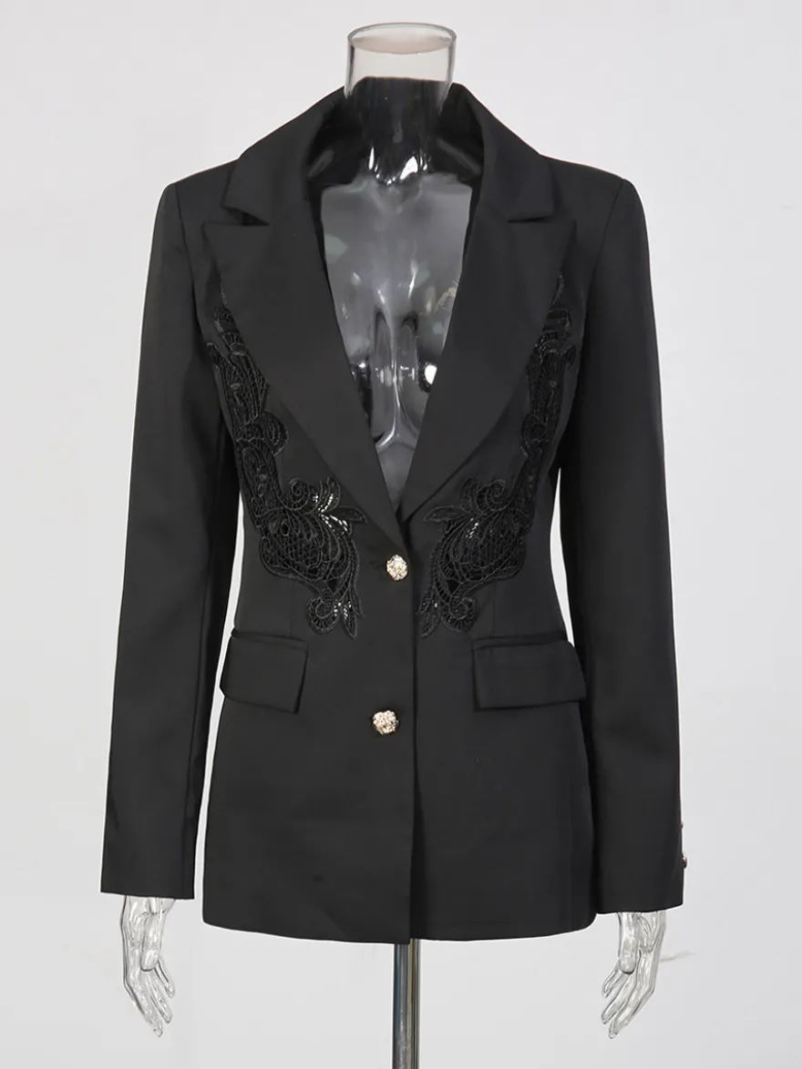 Blazer chic pour femme col rabattu manches longues découpées vêtement d'extérieur