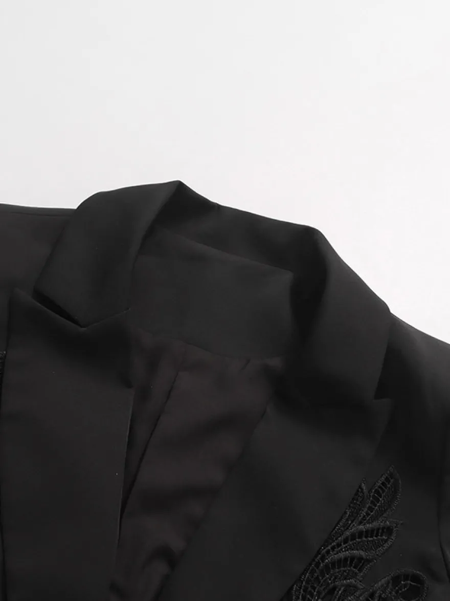 Blazer chic pour femme col rabattu manches longues découpées vêtement d'extérieur