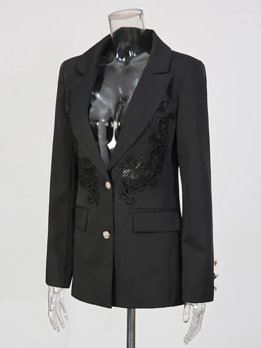 Blazer chic pour femme col rabattu manches longues découpées vêtement d'extérieur