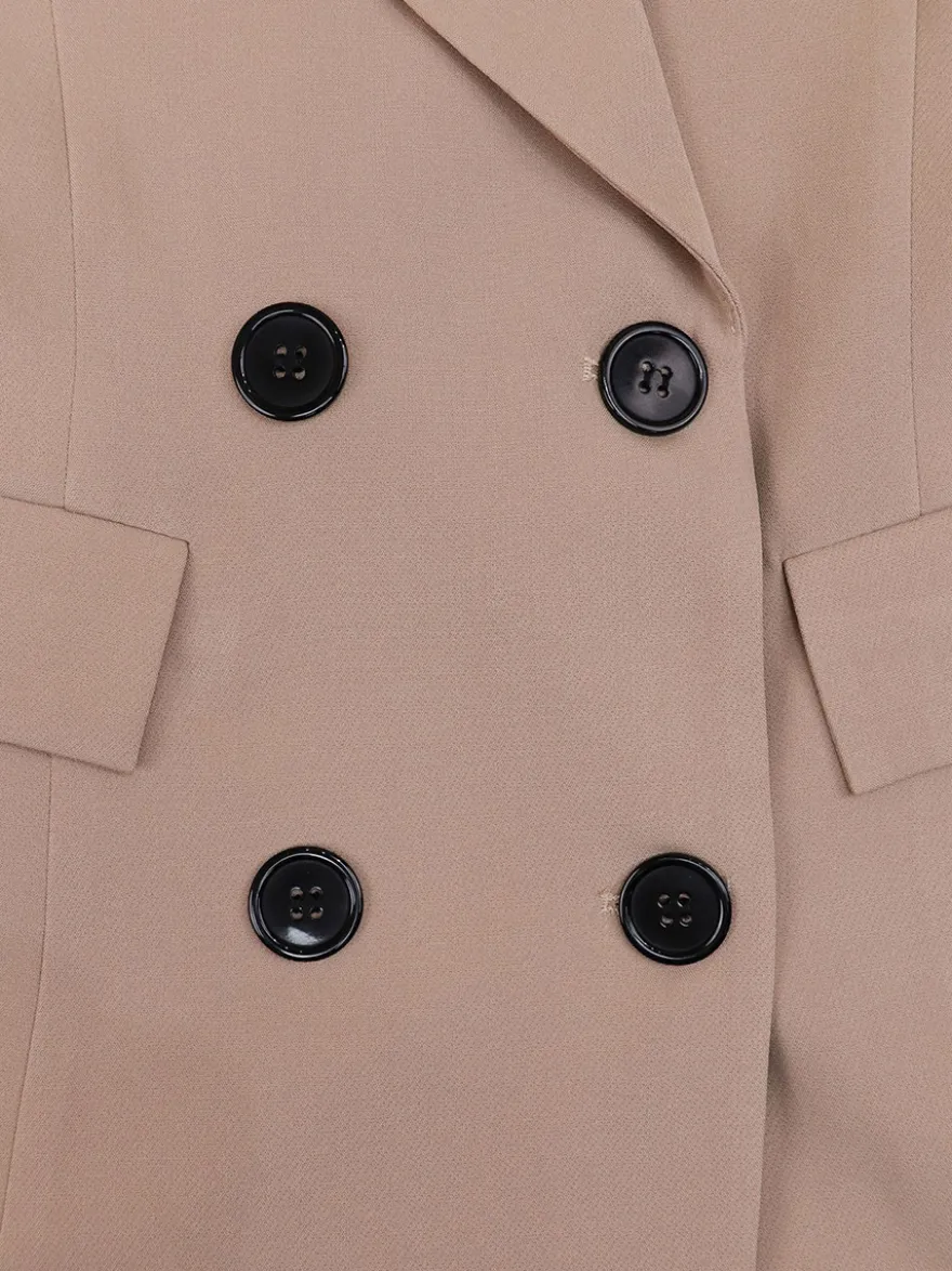 Blazer croisé pour femme col à revers couleur unie style décontracté idéal pour le bureau.