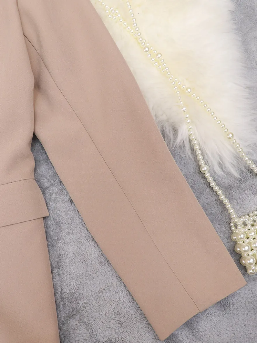 Blazer croisé pour femme col à revers couleur unie style décontracté idéal pour le bureau.