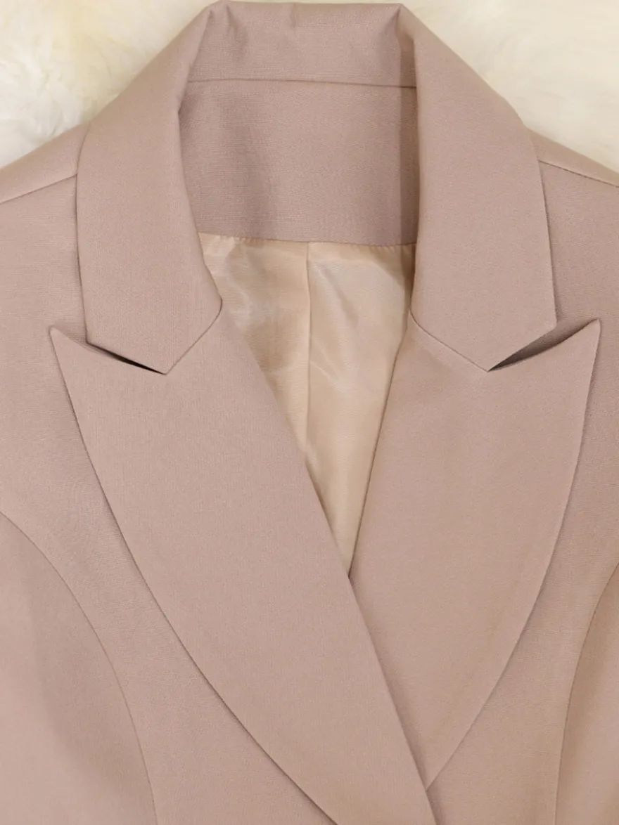 Blazer croisé pour femme col à revers couleur unie style décontracté idéal pour le bureau.