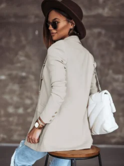 Blazer Femme avec Manches Longues à Col Revers avec Boutons avec Poches Unicolore