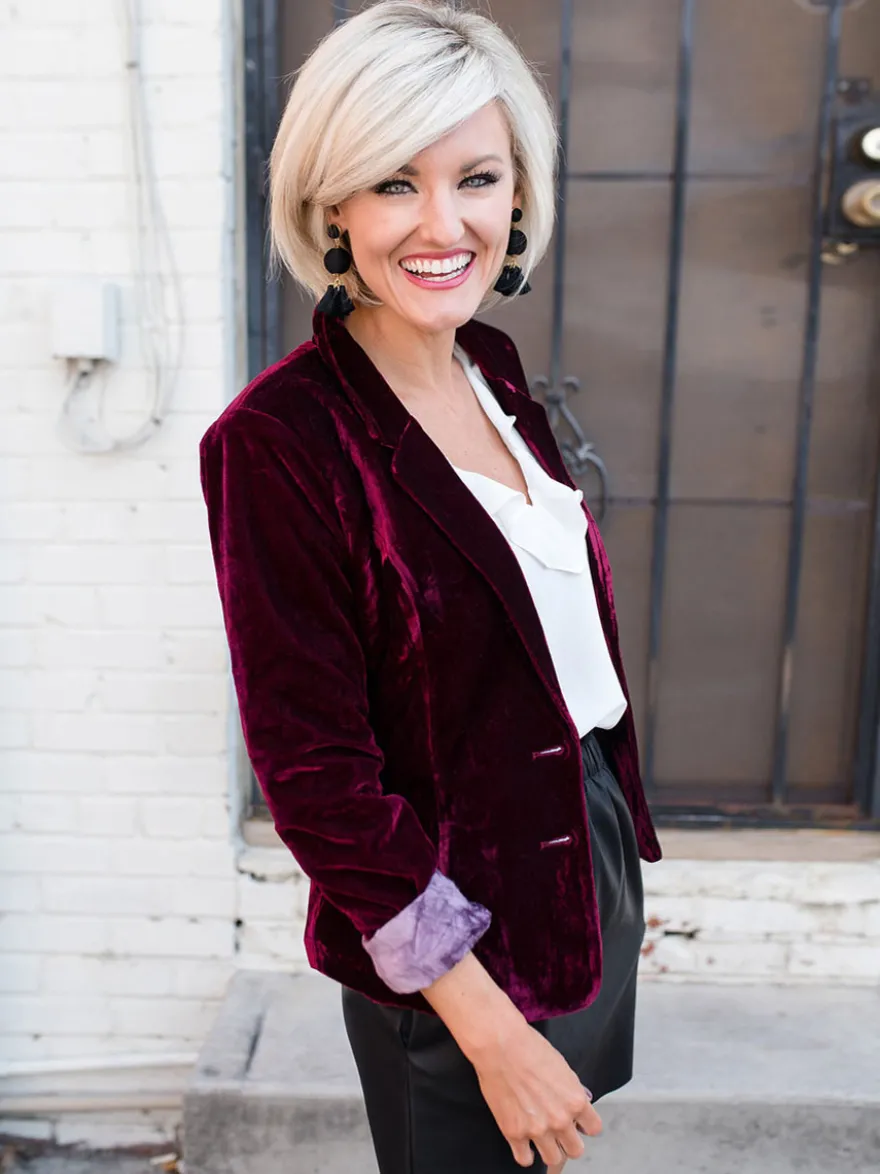 Blazer Femme avec Manches Longues à Col Revers Unicolore