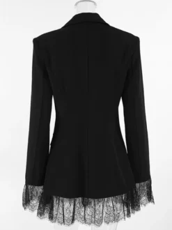 Blazer femme coupe sablier orné de dentelle - Veste de tailleur slim à manches évasées - Tenues chics streetwear et formelles 2026