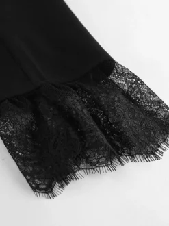 Blazer femme coupe sablier orné de dentelle - Veste de tailleur slim à manches évasées - Tenues chics streetwear et formelles 2026