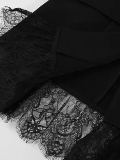 Blazer femme coupe sablier orné de dentelle - Veste de tailleur slim à manches évasées - Tenues chics streetwear et formelles 2026