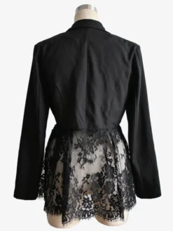 Blazer femme patchwork en dentelle - Coupe slim sexy avec ourlet transparent - Vêtements d'extérieur pour les soirées printanières 2026