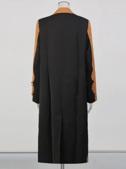 Blazer long à revers contrastés color block pour femme veste maxi asymétrique patchwork