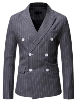 Blazers & Vestes Casual Casual Costumes Stripes Entreprise Casual Grey Black Cool Cool Costumes pour homme