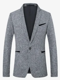 Blazers Vestes Costumes Décontractés Hommes Noir Hiver Coupe Cintré