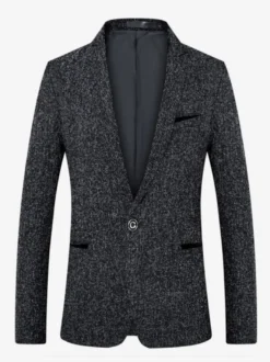 Blazers Vestes Costumes Décontractés Hommes Noir Hiver Coupe Cintré