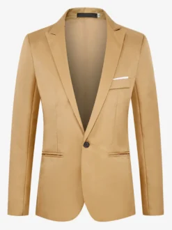 Blazers Vestes Costumes décontractés hommes Chic Kaki Gris Coupe Cintré