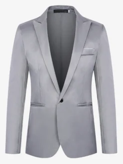 Blazers Vestes Costumes décontractés hommes Chic Kaki Gris Coupe Cintré
