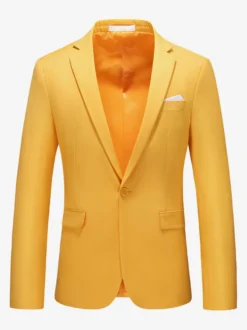 Blazers Vestes Costumes Décontractés Hommes Formel Kaki Jaune Cérémonie Mariage