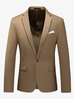 Blazers Vestes Costumes Décontractés Hommes Formel Kaki Jaune Cérémonie Mariage