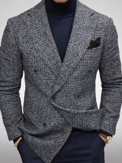 Blazers & Vestes Hommes Casual Casual Costumes Plaid Business Coffee Coffee Brown Gris Qualité Hommes