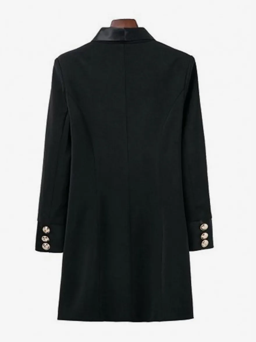 Blazer Veste Double Boutonnage Col V Robe Veste Pour Femme Manteau Chic