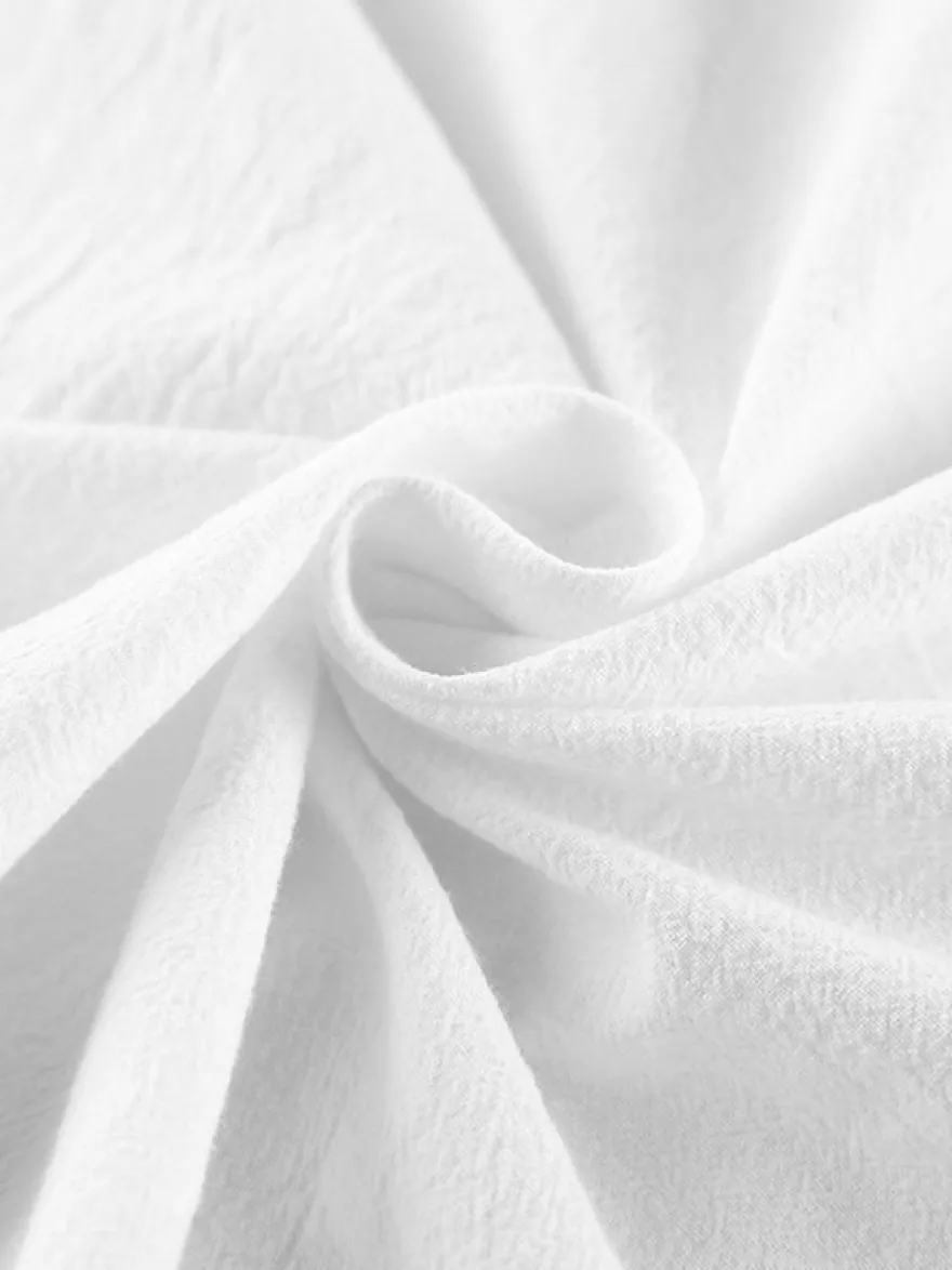 Blouse 100 % coton pour femme style bohème chic - Col à volants blanc manches lanternes col en V - Vacances à la plage 2026