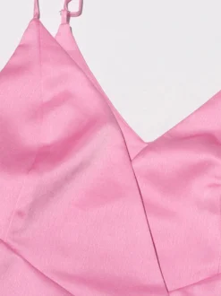 Blouse rose pour femme col en V manches longues style chic découpes