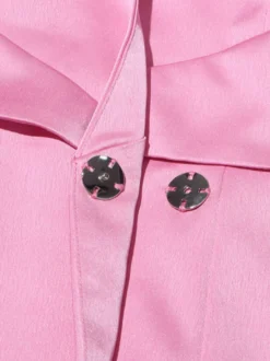 Blouse rose pour femme col en V manches longues style chic découpes