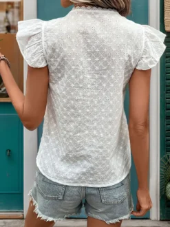 Blouse Volants Manches Boutons Boho-Inspire Summer Casual Blouse