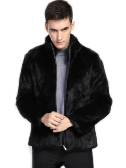 Blouson aviateur en fausse fourrure des hommes