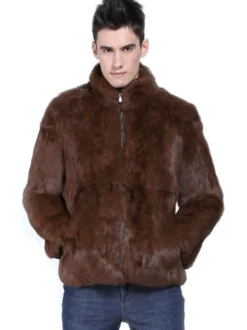 Blouson aviateur en fausse fourrure des hommes