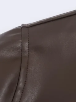 Blouson aviateur vintage en similicuir pour femme - Manteau Harrington oversize rétro zippé - Vêtements d'extérieur décontractés printemps 2026