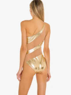Body asymétrique en maille métallique ajourée patchwork transparent échancré idéal pour les festivals et raves.