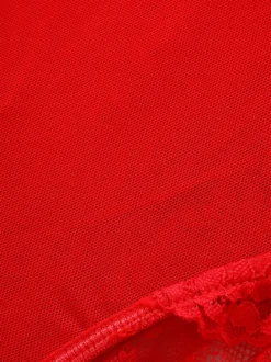 Body corset en dentelle florale pour femme avec jarretières amovibles décolleté plongeant lingerie transparente nuisette
