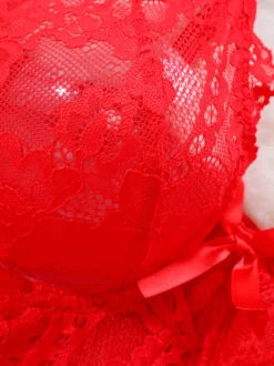 Body corset en dentelle florale pour femme avec jarretières amovibles décolleté plongeant lingerie transparente nuisette
