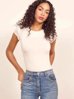 Body manches courtes café marron bijou cou passepoil décontracté Polyester femmes haut