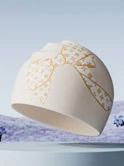 Bonnet de bain en silicone extensible imperméable à motif nœud papillon grande taille pour femmes aux cheveux longs
