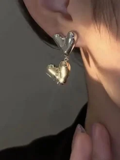 Boucle d'oreille bicolore en forme de cœur pour femme 2026