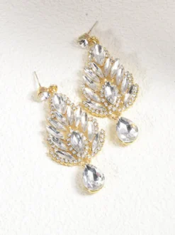Boucles d'oreilles blanches pour adulte style baroque design géométrique en forme de goutte bijoux de fiançailles