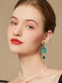 Boucles d'oreilles blanches pour adulte style baroque design géométrique en forme de goutte bijoux de fiançailles
