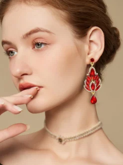 Boucles d'oreilles blanches pour adulte style baroque design géométrique en forme de goutte bijoux de fiançailles