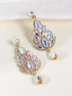 Boucles d'oreilles blanches pour adulte style baroque design géométrique en forme de goutte bijoux de fiançailles